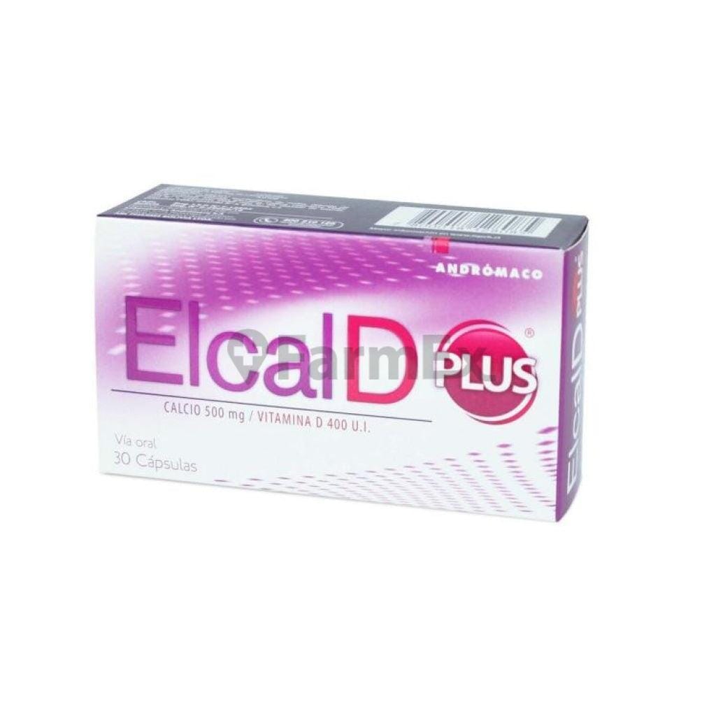 Elcal D Plus Calcio 500 mg / vitamina D 400 U.I. x 30 cápsulas Farmex-VidaTres-Persistente